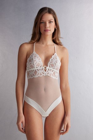 Body Intimissimi Crafted Elegance Lace And Tulle Mujer Blancas | KJUMC8759