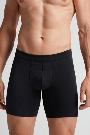 Boxer Intimissimi Superior Cotton Long Hombre Negras | QMUWV7831