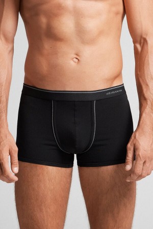 Boxer Intimissimi Superior Cotton With Exposed Elastic Hombre Negras Gris Oscuro | NEMPS9541