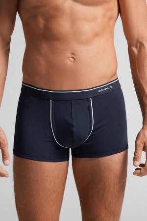 Boxer Intimissimi Superior Cotton With Exposed Elastic Hombre Azules Blancas | MSIPC8750