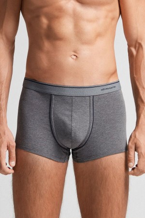 Boxer Intimissimi Superior Cotton With Exposed Elastic Hombre Gris Oscuro Azules | ZMCUD0691