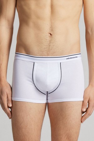 Boxer Intimissimi Superior Cotton With Exposed Elastic Hombre Blancas Azules | YVSMX7638