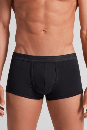 Boxer Intimissimi Superior Cotton With Logo Hombre Negras Negras | ELHTY4752