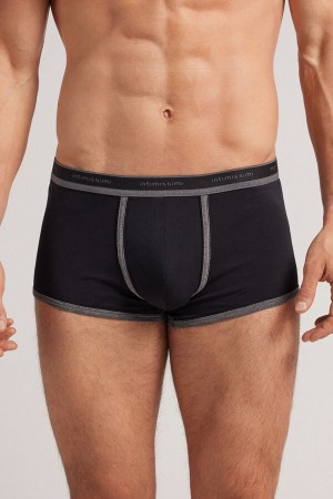 Boxer Intimissimi Superior Cotton With Logo Hombre Negras Gris Oscuro | QFPCV1348