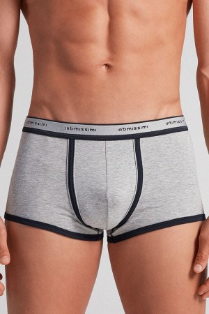 Boxer Intimissimi Superior Cotton With Logo Hombre Gris Claro Azules | CKPRO3029