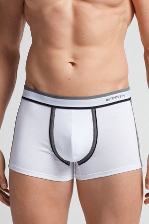 Boxer Intimissimi Two-Tone Superior Cotton Hombre Blancas Gris Oscuro | JGKMF7216