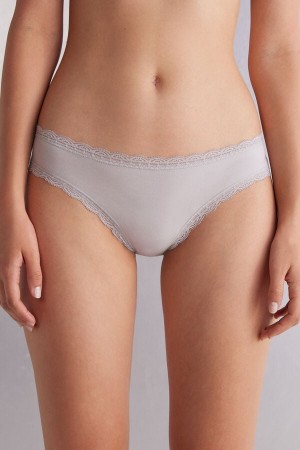 Bragas Intimissimi Cotton And Lace Mujer Gris | TGWVZ6028