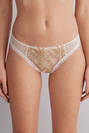 Bragas Intimissimi Golden Hourzilian Mujer Amarillo Claro Blancas | DQLTN8510