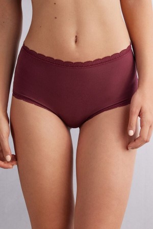 Bragas Intimissimi High Rise Cotton And Lace Hipsters Mujer Rojas | LZFCN5247