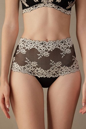 Bragas Intimissimi Pretty Flowers Hipsterzilian Mujer Negras Blancas | YCDOI8495