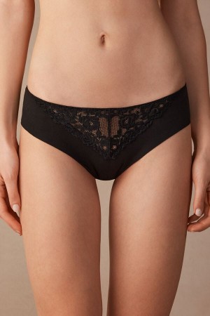 Bragas Intimissimi Pretty Flowers Seamless Cotton Mujer Negras | NMCEW0732