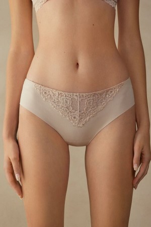 Bragas Intimissimi Pretty Flowers Seamless Cotton Mujer Creme Rosas | LGWCN7510