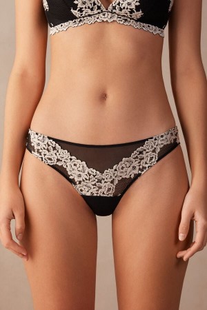 Bragas Intimissimi Pretty Flowerszilian Mujer Negras Blancas | TUXZE8479