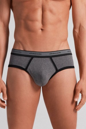 Bragas Intimissimi Superior Cotton Logo Hombre Gris Oscuro Negras | GBDAN1579