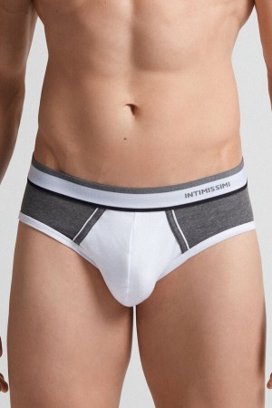 Bragas Intimissimi Two-Tone Superior Cotton Hombre Blancas Gris Oscuro | YKFRH4756