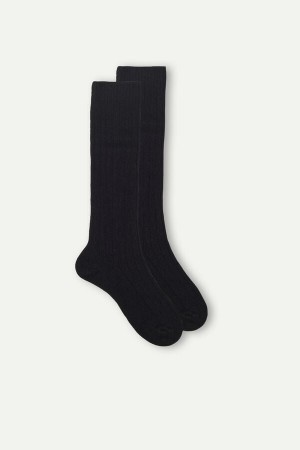 Calcetines Intimissimi Long Acanalado Cashmere And Lana Hombre Negras | JVCDI8491