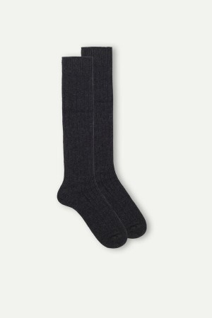 Calcetines Intimissimi Long Acanalado Cashmere And Lana Hombre Gris Oscuro | KQVIN5073