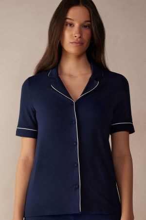 Camisa Intimissimi Button Up In Modal Mujer Azules | PYFWN0784