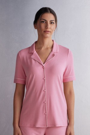 Camisa Intimissimi Button Up In Modal Mujer Rosas | RBKFQ1243