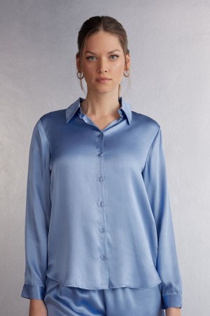 Camisa Intimissimi Silk Mujer Azules | MHJOR8603