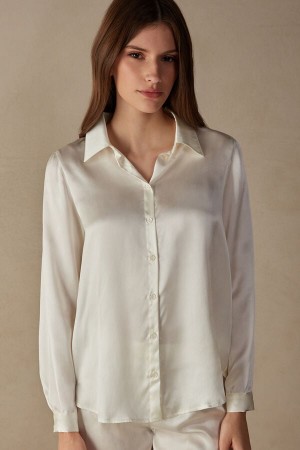 Camisa Intimissimi Silk Mujer Blancas | DPGBQ1846