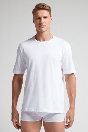 Camiseta Intimissimi Cotton Jersey Hombre Blancas | ODXFU2137