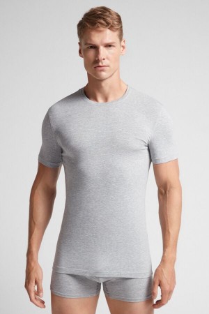 Camiseta Intimissimi Stretch Superior Cotton Hombre Gris Claro | DKGLM5140