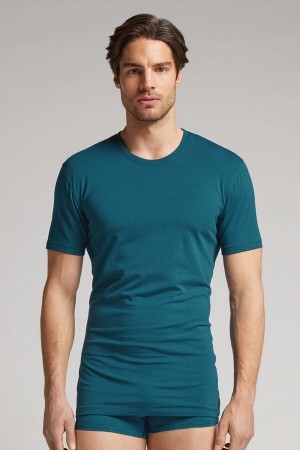 Camiseta Intimissimi Stretch Superior Cotton Hombre Verde | GDXEF3872