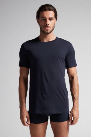 Camiseta Intimissimi Superior Cotton Hombre Negras | WUACI5340