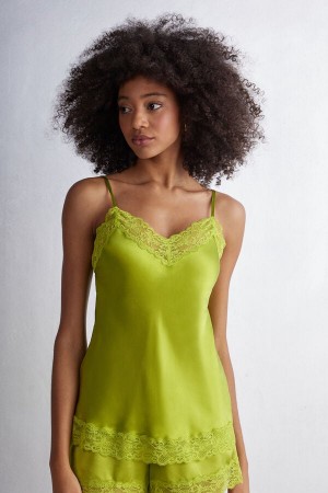 Camiseta sin Manga Intimissimi Lace And Silk Mujer Verde | EJNRF7862