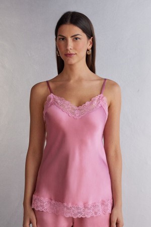 Camiseta sin Manga Intimissimi Lace And Silk Mujer Rosas | FWOMG6937