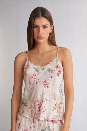 Camiseta sin Manga Intimissimi Secret Garden Satin Camisole Mujer Multicolor | WHQYJ2634