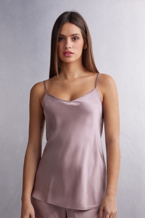 Camiseta sin Manga Intimissimi Silk Satin With V-Neckline Mujer Rosas | GFPUZ0359