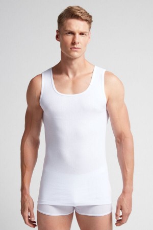 Camiseta sin Manga Intimissimi Superior Cotton Ribbed Hombre Blancas | MUZKG3024