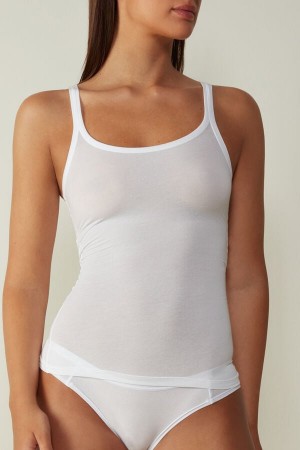 Camiseta sin Manga Intimissimi Ultralight Cotton Mujer Blancas | TWFEY6485