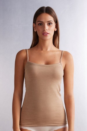 Camiseta sin Manga Intimissimi Wool Cotton Camisole Mujer Marrones | IKYPM4807