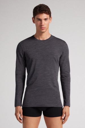 Camisetas Manga Larga Intimissimi Crew-Neck Merino-Wool Hombre Gris | XZOWB2340