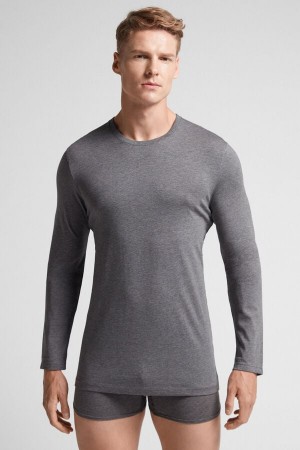 Camisetas Manga Larga Intimissimi Superior Cotton Hombre Gris Oscuro | ZJGKU3269