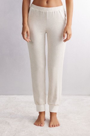 Pantalon Intimissimi Baby It’s Cold Outside Modal And Wool Jogger Mujer Blancas | WCQZX9258