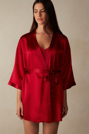 Pijama Intimissimi Silk Kimono Mujer Rojas | RUDSQ7029