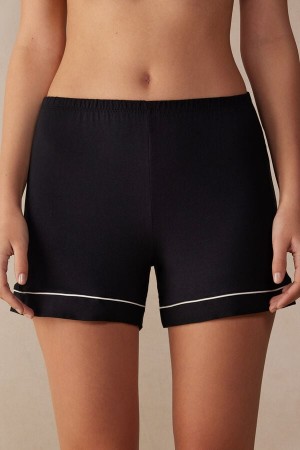 Short Intimissimi Modal With Contrast Trim Mujer Negras | IQHDW1285