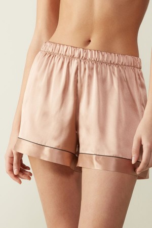 Short Intimissimi Silk With Contrast Trim Mujer Rosas | CVZRU9347