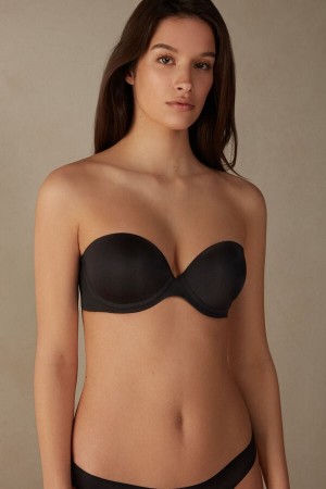 Sujetador Intimissimi Anna Bandeau Ultralight Microfiber Mujer Negras | OMTCZ7480