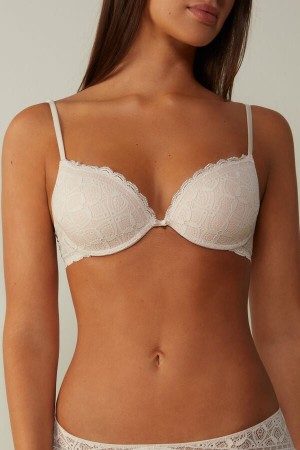 Sujetador Intimissimi Bellissima Push-Up Lace Mujer Creme Rosas | ICAFH7862