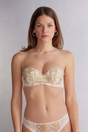 Sujetador Intimissimi Golden Hour Gioia Bandeau Mujer Amarillo Claro Blancas | NKUTY9501