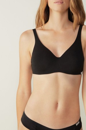 Sujetador Intimissimi Greta Balconette Cotton Mujer Negras | QOFAJ8640