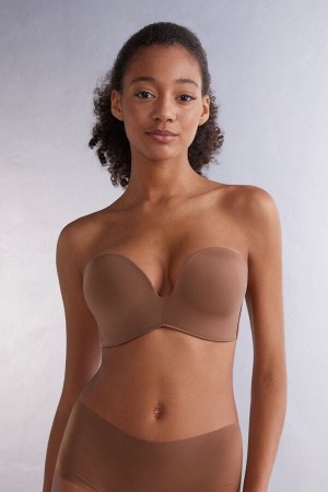 Sujetador Intimissimi Laura Bandeau Ultralight Microfiber Mujer Beige Oscuro | WSDBU9631