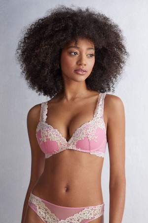 Sujetador Intimissimi Pretty Flowers Gioia Super Push-Up Mujer Rosas Blancas | UQTHS0278