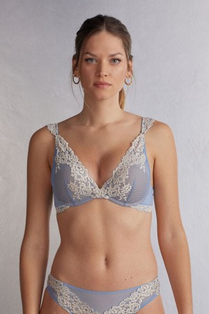 Sujetador Intimissimi Pretty Flowers Giorgia Balconette Mujer Azules Blancas | HZWMA6980