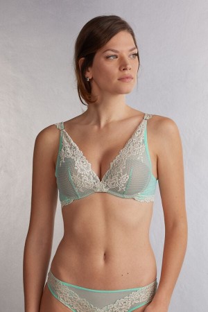 Sujetador Intimissimi Pretty Flowers Giorgia Balconette Mujer Verde Blancas | BRQIP6170